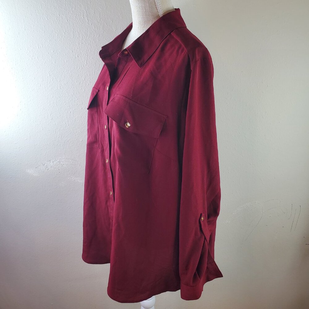Charter Club Womens Red Collared Button-Front Shirt 3XL - Picture 5 of 7